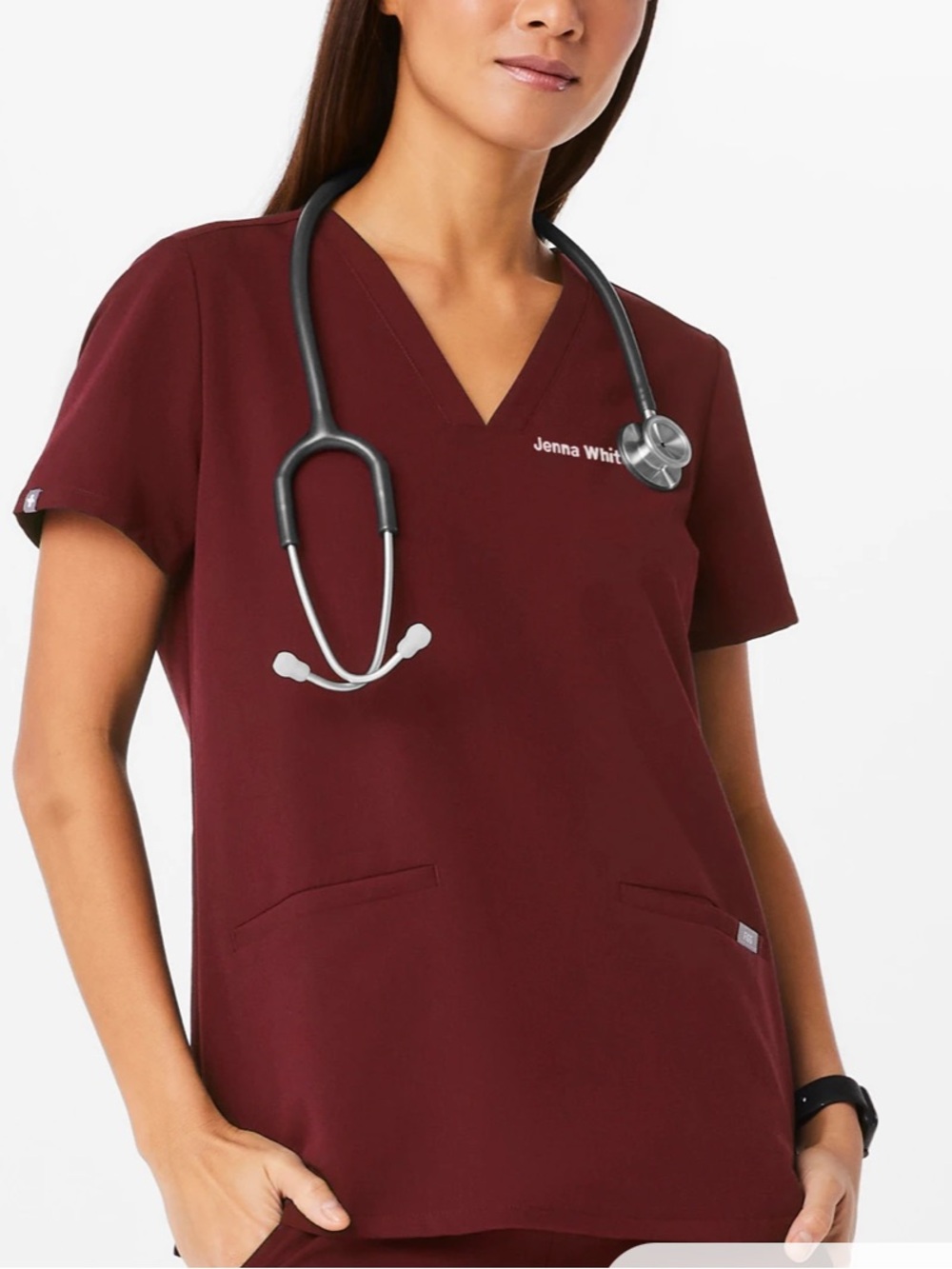 Figs Casma Scrub Top in Burgundy